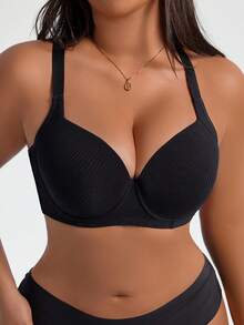 NudeFit 3 pezzi Reggiseno con imbottitura e sollevamento istantaneo in tessuto a costine, comodo e casual, per taglie forti - Multicolore - Visualizzare 8