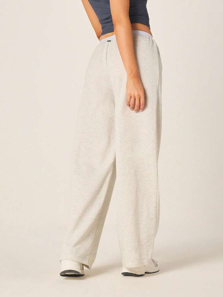 Missguided x Playboy Oversized Wide Leg Heathered Jogger Sweatpants With Branded Waistband For Casual Streetwear Loungewear