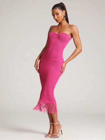 NYA SZN ĐẦM LEN KIỂU CORSET CÓ VIỀN TUA