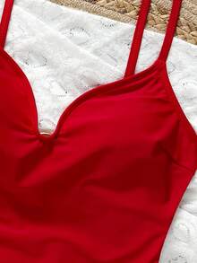 Swim SXY 1pc Backless Halter Women One-Piece Swimsuit Summer - Red - View 4