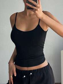 DAZY 2pcs/Set Women's Fitted Backless Camisole, Black & White Summer - Black and White - View 3