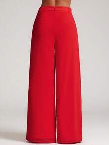 NYA SZN 时尚系带阔腿裤 - 紅色 - 查看 7