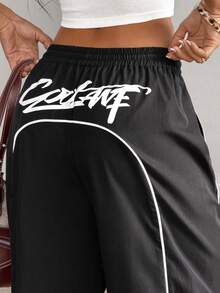 Coolane Women's Summer Streetwear Preppy Going Out  Game Day Sportswear Graphics Baggy  Hip-Hop Dance Jogger Pants - Black - View 6