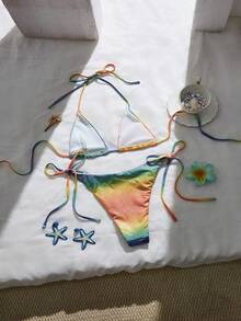 Swim SXY Bộ đồ bơi thời trang cổ yếm ombre dành cho nữ - trái cam - Xem 7