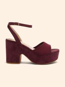 CUCCOO BASICS Giày sandal đế xuồng thời trang nữ - Màu Đỏ Sâu - Xem 3