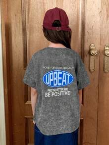 Dazy Kids Tween Girls' Casual Letter Print Short Sleeve T-Shirt, Summer - Dark Grey - View 2