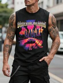 Manfinity LEGND Men's Round Neck Letter & City Print Casual Versatile Daily Wear Top - Black - View 6
