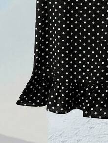 Rusticease 女士波点休闲约会派对中长连衣裙，适合夏季穿着。波点连衣裙，女士休闲连衣裙，女士夏季连衣裙，波点连衣裙，女士休闲连衣裙，波点连衣裙 - 黑與白 - 查看 6
