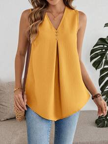 EMERY ROSE 女士休闲纯色背心 - 薑色 - 查看 7