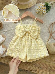 Cozy Pixies Baby Girl Blue & White Striped Camisole Romper, Versatile & Comfortable - Yellow - View 3