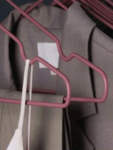 10pcs Hadfield Steel Clothes Hanger,Multi-Color Option,Spring,Minimalist,Summer Tops - Pink - View 4
