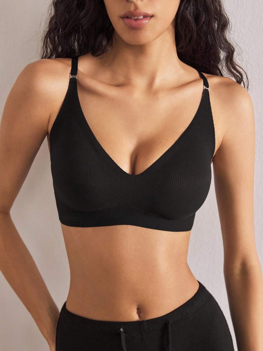 Ocili 1 Áo ngực không dây liền mạch cho nữ, cúp mềm, hỗ trợ nâng ngực làm mịn lưng - màu đen - Xem 1