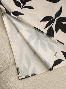 Franclia 女士无袖露背树叶拼接开衩下摆中长连衣裙，春夏款 - 彩色 - 查看 5