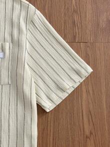 SWAVVY 男士时尚短袖衬衫，春夏款 - 杏色 - 查看 5