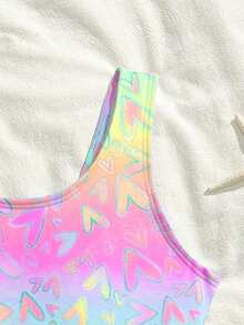 SHEIN Traje de baño de una pieza para niñas, de secado rápido, para playa, para edades de 8 a 14 años - Multicolor - Ver 5