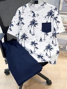 SHEIN Teen Boys Summer Vacation Holiday Casual School Style Stripe Short Sleeve T-Shirt And Shorts 2 Piece Sets,Soft Comfortable Fashion Beach Sport Outfit - Multicolor - View 3