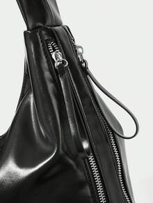 SHECARRY Bolso de hombro versátil y de moda para mujer, adecuado para el uso diario, viajes, compras y paseos - Negro - Ver 5