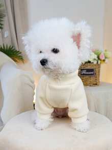 PETSIN 1pc Cat/Dog Universal Clothes, Embroidered Heart-Shaped Pattern Pet Sweater, Comfortable Spring Casual Pullover - White - View 3