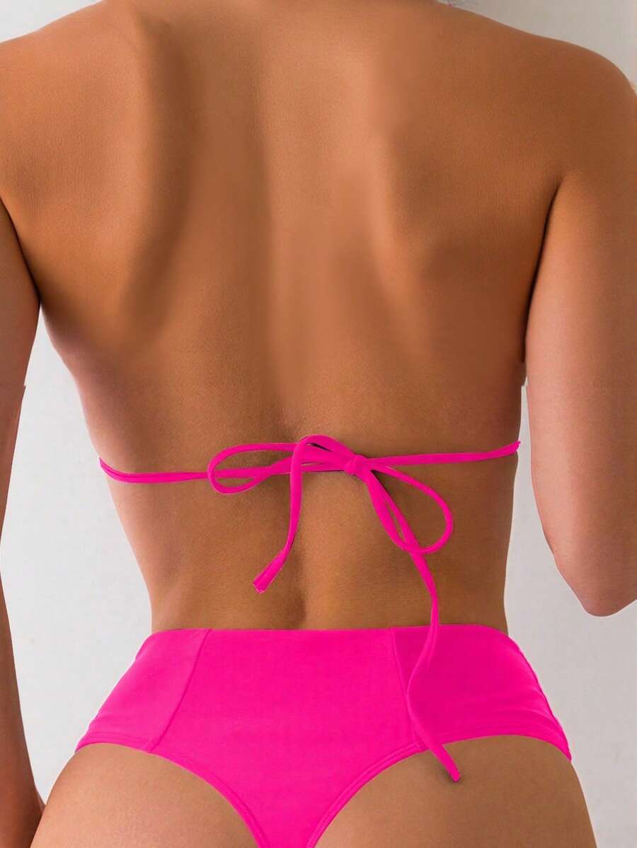 Swim Basics Phụ Nữ Đi Biển Mùa Hè Màu Trơn Cao Cấp Thời Trang Bikini Đáy - Màu Hồng Tươi - Xem 1