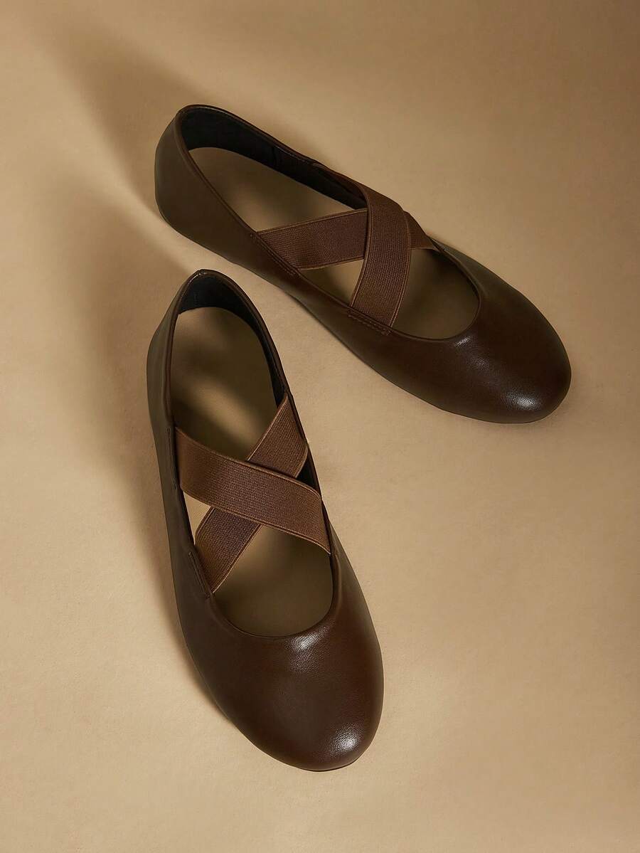 New Spring Women's Brown Flat Shoes, Casual Versatile Mary Jane Flats - Khaki - View 1
