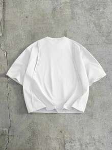 AXEPEAK Men's Casual Standard Size Black T-Shirt With Contrast Rib Knit Crew Neck, Summer - White - View 2
