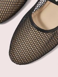 CUCCOO DOLLMOD Black Mesh Breathable Word With Low Vamp Flat Sole Shoes Spring Shoes - Black - View 5
