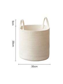 1pc Foldable Woven Laundry Basket With Handle, Multifunctional Large Capacity Storage Basket, Available In Yellow And White, Suitable For Storing Clothes, Blankets, Toys, Holiday Items, Home Decor, Applicable In Laundry Room, Bathroom, Bedroom, Living Room, Hallway, Etc. - Multicolor - View 12