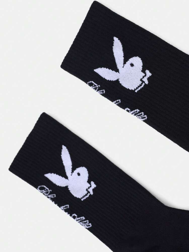 PLAYBOY X SUMWON Black Crew Socks With Logo