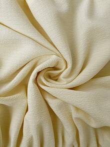 Easowa 褶皱花瓣袖、褶皱腰身、层叠荷叶边下摆A字中长连衣裙，休闲宽松优雅的OL度假连衣裙，适合春夏穿着 - 淡黃色 - 查看 6