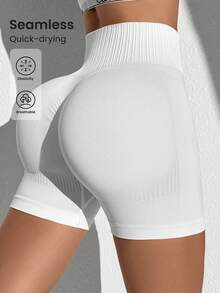 SHEIN Velisys 2件套女士纯色弹力无缝运动短裤 - 彩色 - 查看 2