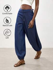 Maija 女士休闲可调节腰围水洗牛仔裤 - 深色水洗藍 - 查看 2