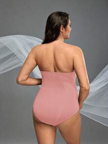 Cheriluna Maternity Mono de maternidad elegante de unicolor con parches de encaje para sesión de fotos - Rosa - Ver 2