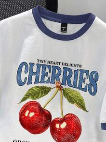 Manfinity Joysei Men's Navy Blue & White Cherry Print T-Shirt - White - View 2