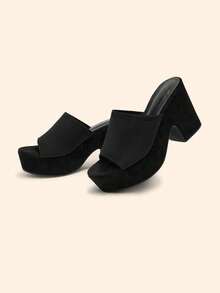 CUCCOO BASICS 女士时尚坡跟厚底凉鞋 - 黑色 - 查看 9