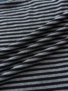 少女背心和吊带衫，纯黑/白/灰条纹针织休闲简约波点印花修身不对称褶皱露脐上衣，适合春夏穿着，休闲个性风格，日常百搭。 - 彩色 - 查看 5