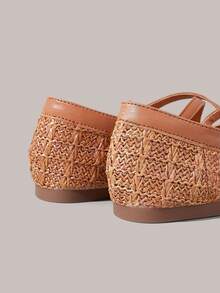 Styleloop Women Shoes Holiday Style Woven Shoes Noodle Belt Women's Flat Shoes Holiday Style Wear BOHO Wear American Retro Style Bohemian Style Western Style Music Festival Wear Party Wear Flat Women's Shoes - Brown - View 4