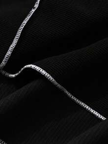 FRIFUL Women's Casual Contrast Stitching T-Shirt, Spring/Autumn - Black - View 3