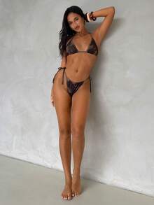 Aloruh 女士夏季新款扎染印花比基尼套装，性感派对音乐节炫彩贝壳装饰女士泳装，女士海滩度假装 - 彩色 - 查看 8