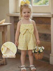 Cozy Pixies Baby Girl Blue & White Striped Camisole Romper, Versatile & Comfortable - Yellow - View 9