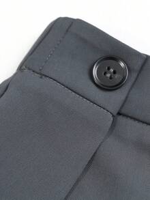 SHEIN Franclia Women's High Waist Slimming Straight Leg Dress Pants, Office Commute Style - Dark Grey - View 3