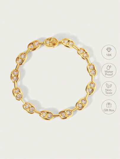 Glisma 18K Gold-PlatedWomen Chain Bracelets,Western Jewelry,Old Money,Gemstone,Outfits,Fall/Autumn/Winter,For Mom/Women/Girl/Mother,Premium,Western Jewelry,Old Money,Gemstone,Outfits,Fall/Autumn/Winter,For Mom/Women/Girl/Mother,Premium