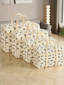 1个大容量衣物收纳袋 - 厚实耐用的涤纶面料，可爱的小狗图案，可折叠节省空间，带提手方便搬家和行李整理，适合旅行、搬家、收纳衣物、床上用品和其他物品，打包整理好帮手 - 彩色 - 查看 7