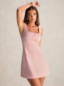 Enchnt Đầm slip dáng xếp ly, kiểu dáng ngọt ngào, thoải mái dành cho nữ. - Hồng - Xem 4