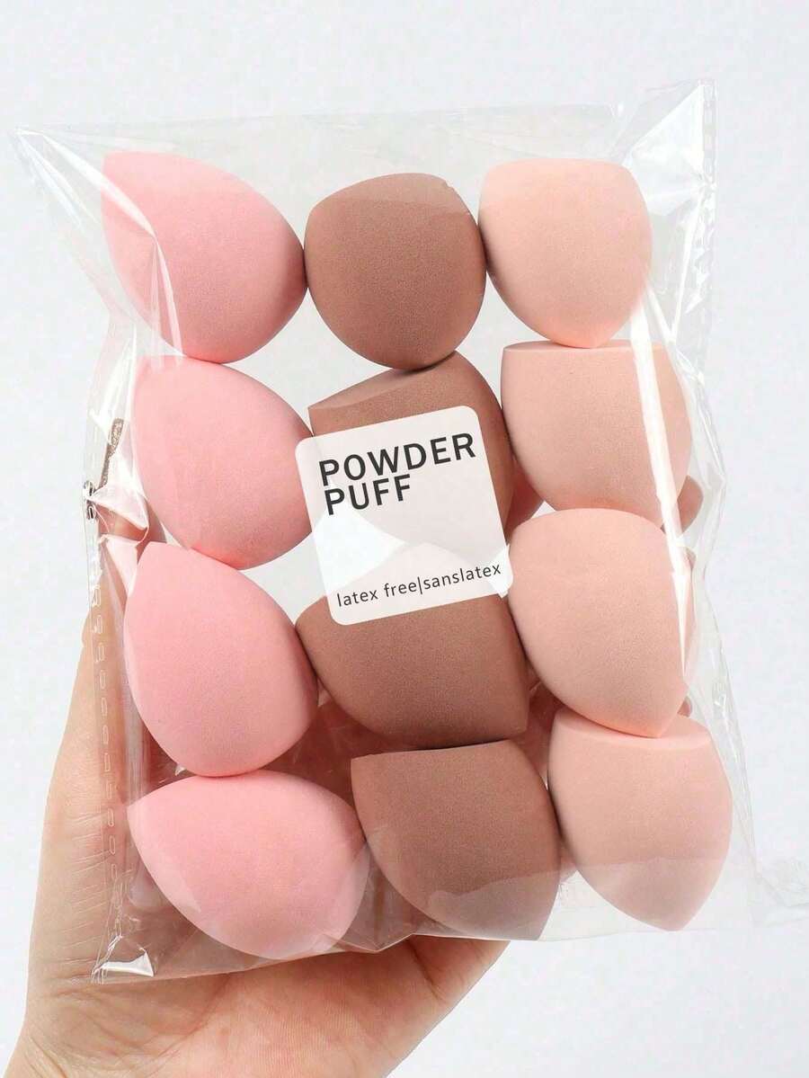 3/6/9/12pcs Water-Absorbent Makeup Sponges, Water-Absorbent Polyurethane Makeup Sponges - Suitable For Liquid, Cream, And Powder Foundations - Available In Multiple Colors - Multicolor - View 1