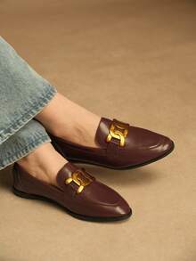 Rosivie Women's Retro Round Toe Slip-On Shoes, Comfortable And Lightweight Mid-Mouth Flat-Soled Loafers - Brown - View 8