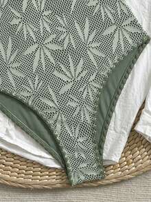 Swim Vcay Sexy One-Piece Swimsuit For Women, Shell & Starfish Decor, Bodycon Beach Holiday Swimwear - Army Green - View 5