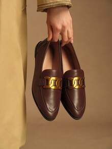 Rosivie Women's Retro Round Toe Slip-On Shoes, Comfortable And Lightweight Mid-Mouth Flat-Soled Loafers - Brown - View 4