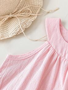 SHEIN Playful Pals 2pcs/Set Young Girl' Woven Printed Camisole Top + Casual Shorts - Pink - View 7