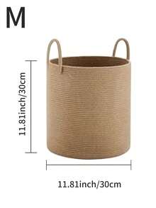 1pc Foldable Woven Laundry Basket With Handle, Multifunctional Large Capacity Storage Basket, Available In Yellow And White, Suitable For Storing Clothes, Blankets, Toys, Holiday Items, Home Decor, Applicable In Laundry Room, Bathroom, Bedroom, Living Room, Hallway, Etc. - Multicolor - View 18