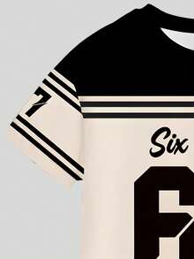 2pcs Set Boys Printed Top & Drawstring Cargo Shorts, Fashionable Casual Outfit - Multicolor - View 6